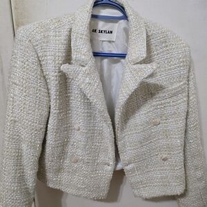 AK Skyland Cream Tweed Cropped Jacket / Blazer (Washed)